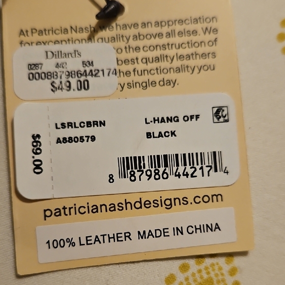 Patricia Nash Black Leather Floral Keychain - Picture 8 of 8